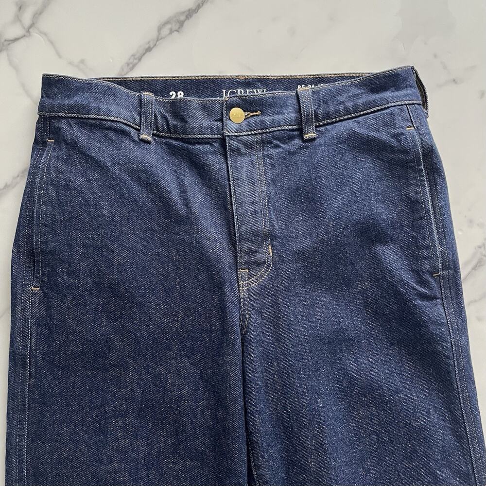 J.Crew '96 slim Wide Denim Trouser Re-Imagined Jeans Dark Wash Sz 28 preppy chic - Picture 6 of 12